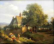 Adrian Ludwig Richter St. Anna s church in Krupka oil painting on canvas